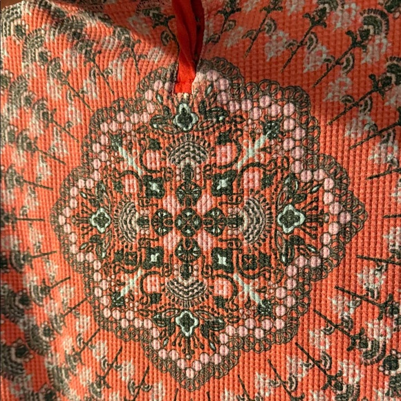 Free People Red and Black Patterned Long Sleeve Top - Picture 3 of 10